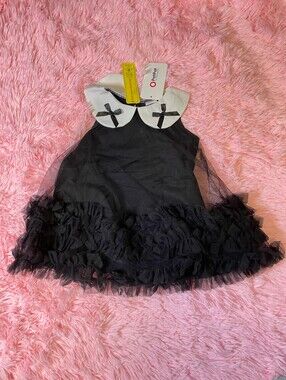 PatPat Black Tulle Dress with White Peter Pan Collar